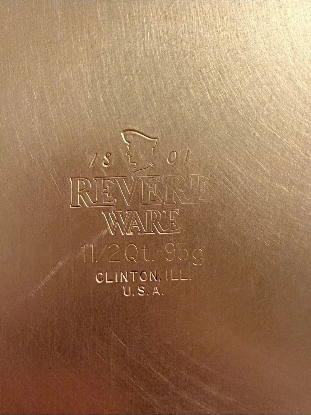 Vintage Revere Ware 1.5 Qt Copper Bottom Saucepan Clinton ILL With Lid